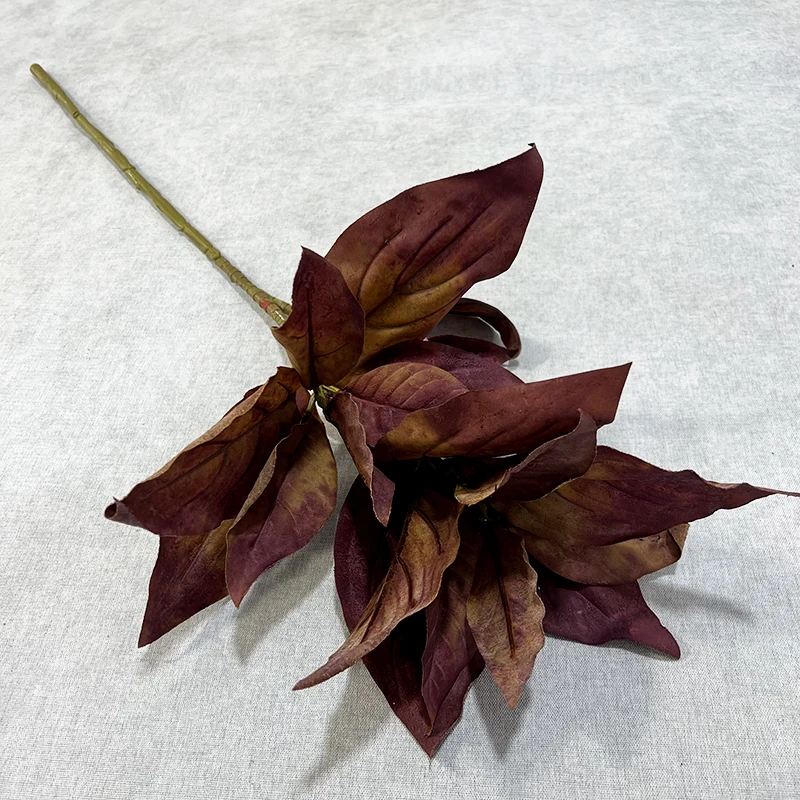 QYY Artificial Dry Pipa Leaves High Quality Silk Burnt Edge Artificial Flowers Autumn Color Home Wedding Decorations