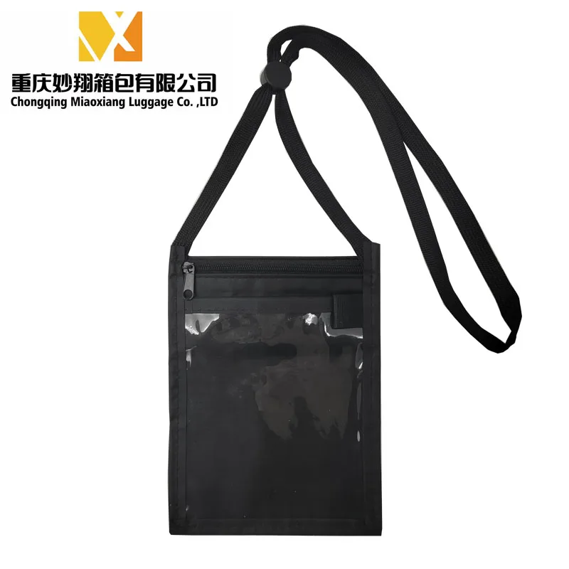 Factory wholesale passport certificate bag conference school ID card bag hanging neck vertical