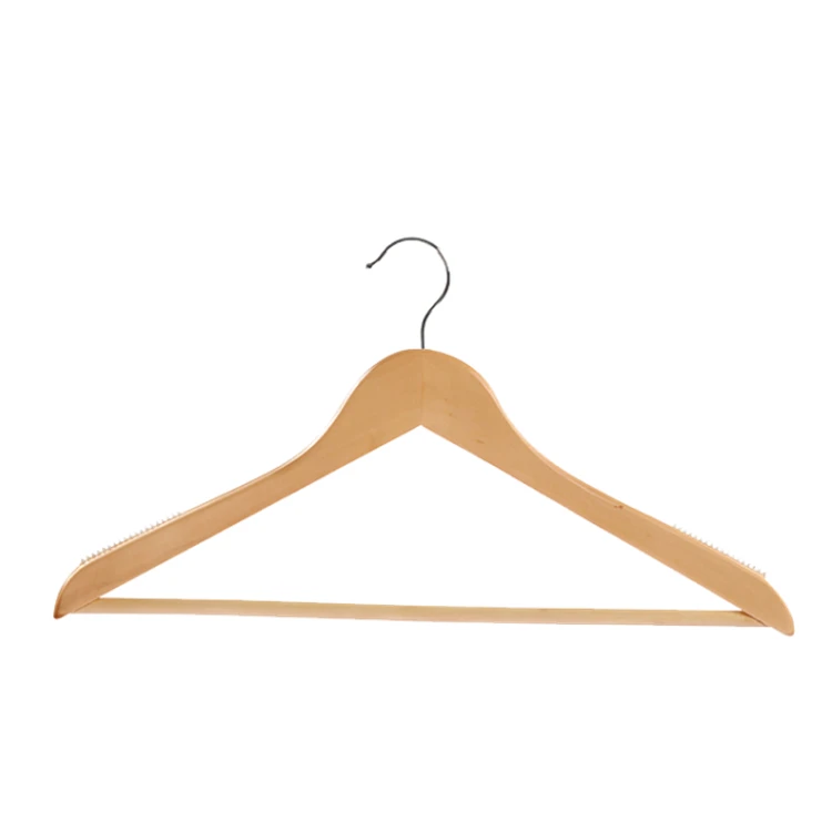 YIKAI Wood Hanger with Extra Soft Non Slip Rubber Grips in Shoulder Wooden Hanger for Coats