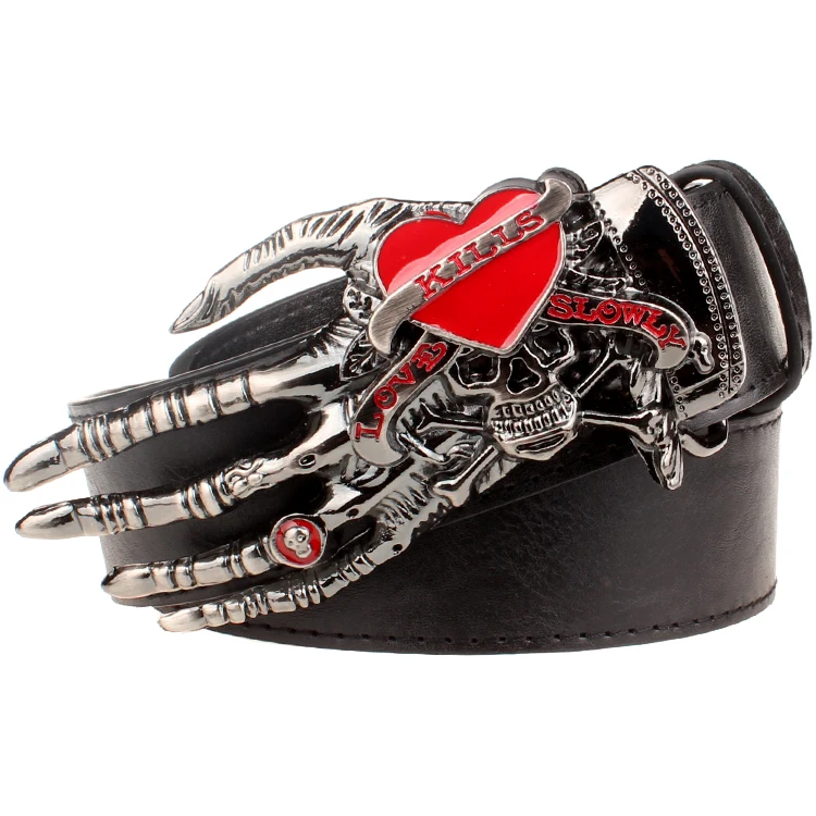 Y2K Style Custom Skull Buckle with Leather Belt Hot USA Pin Buckle Streetwear ODM