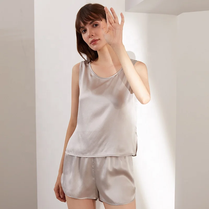 Женская пижама из 100% чистого шелка Ночная рубашка мини одежда для сна короткая ночная рубашка