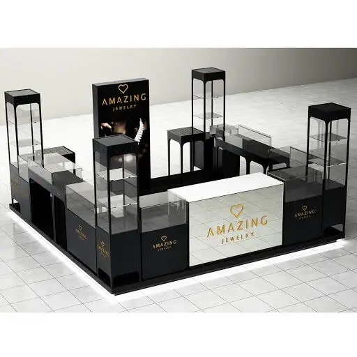 Factory Customized Mall Kiosk Glass Jewelry Showcase Shop Jewellery Kiosk Counter Display Jewelry Kiosk for Sale