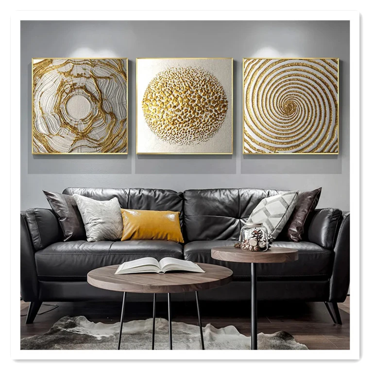 Geometric Pattern Canvas Painting Nordic Posters Prints Wall Art for Living Room Home Decor Electric Metal Abstract Golden Black