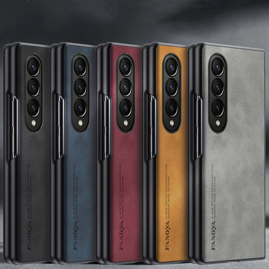 Z fold 5 4 3 Case Lambskin Leather Silicone Back Cover For Samsung Galaxy Z Fold 5 4 Fold3 Fold 4 3 5G Shockproof Coque Fundas