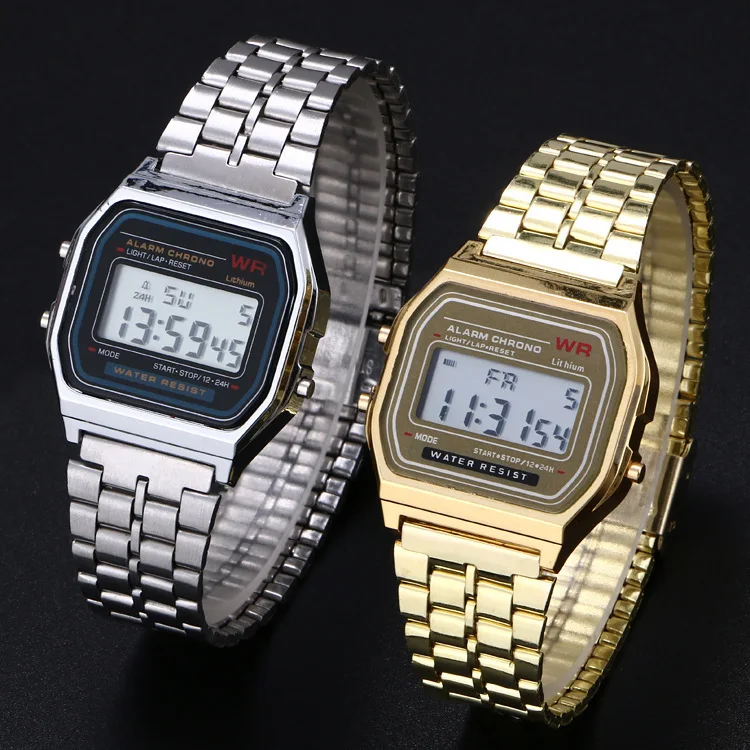 Women Men Unisex Watch Gold Silver Black  LED Digital Sports Wristwatches Electronic Digital Present Gift Male