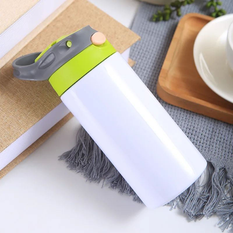 12oz 350ml Sublimation Blanks Kids Cup Stainless Steel Flip Top Straight Water Bottle Kids Sublimation Tumbler