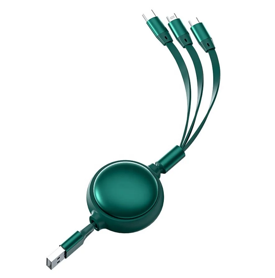 High Quality Custom Logo Lead Cord Multi Retractable 3 Type Port USB Charger Cable Charging Data Cable for Office Home Gift Set