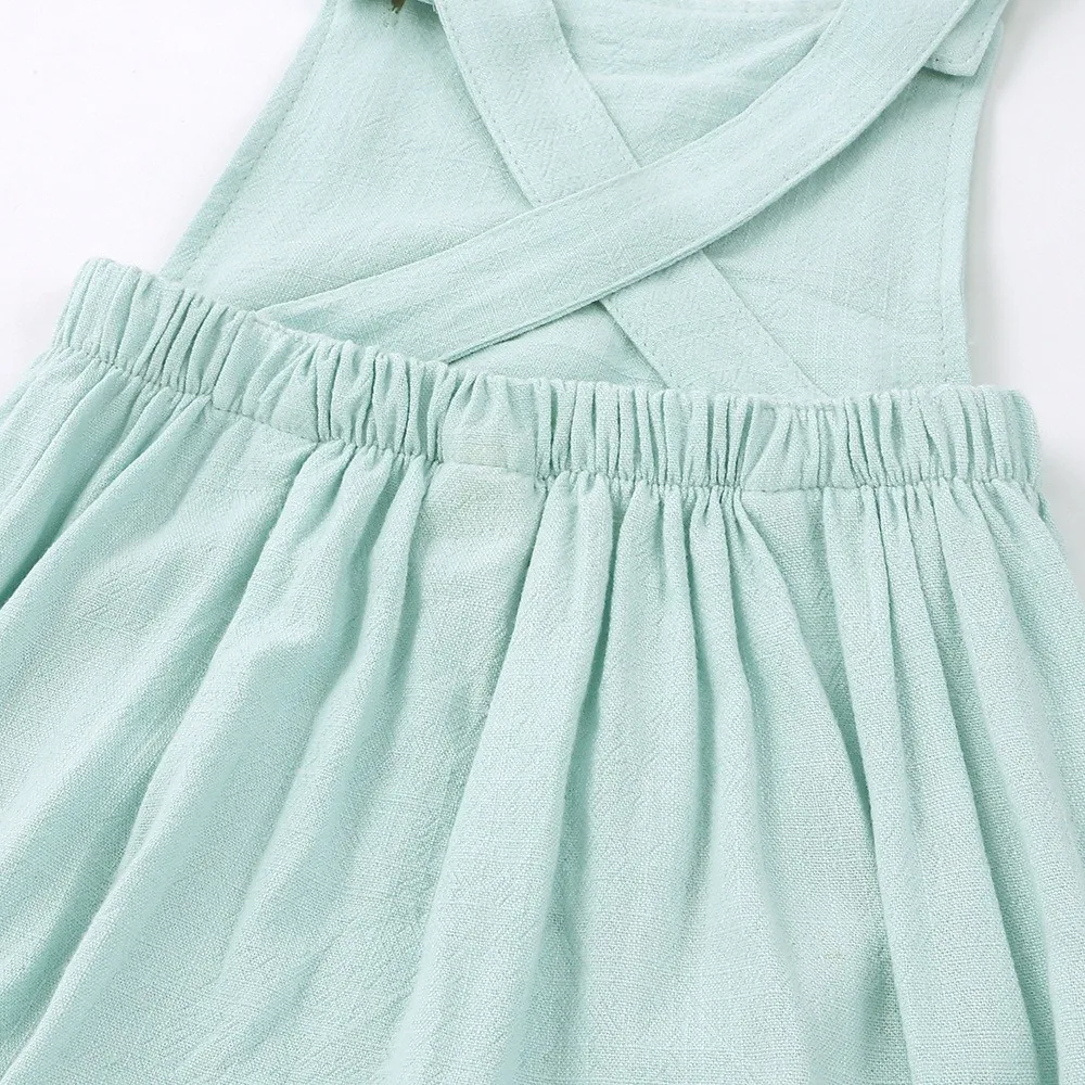 Summer strap rompers wholesale 100% cotton and linen sling triangle organic sleeveless romper baby bodysuit