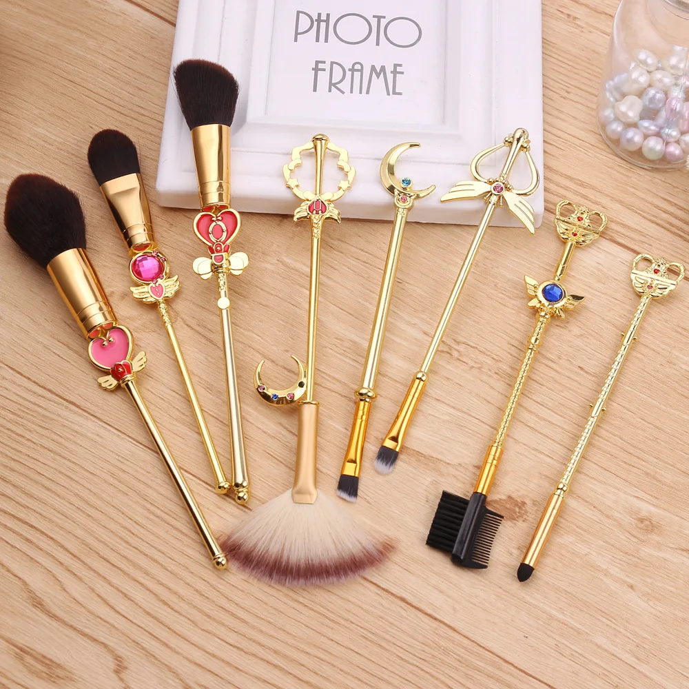 Cartoon Style Sailor Moon Personalize Patent 8pcs Makeup Brush Set Cosmetic Powder Foundation Eyeshadow Brush For Girls Gift