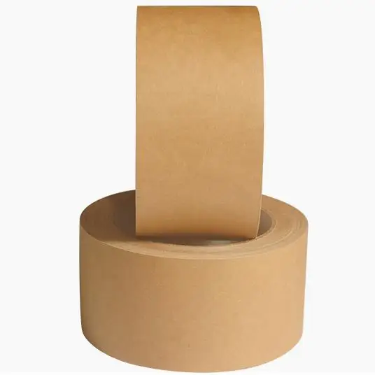 Customize Gummed Recyclelable Self Adhesive Packing Brown Shipping Rubber Kraft Paper Tape Sealing Box Matt Kraft Tape