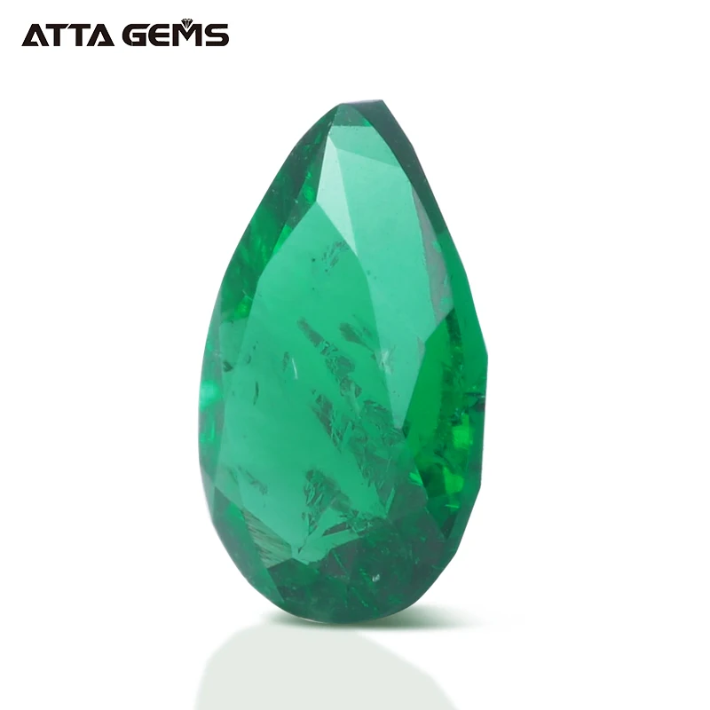 Lab Created 1.5 Carat Pear cut Loose Zambian Emerald 9*6mm Hydro Russian Emerald For Sale