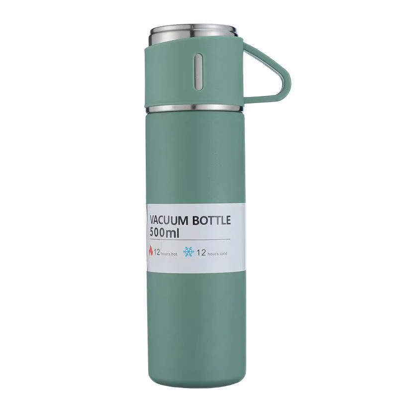 Stainless steel business thermos mug for outdoor travel sports straight mug with plastic spray cover gift box set advertising mu