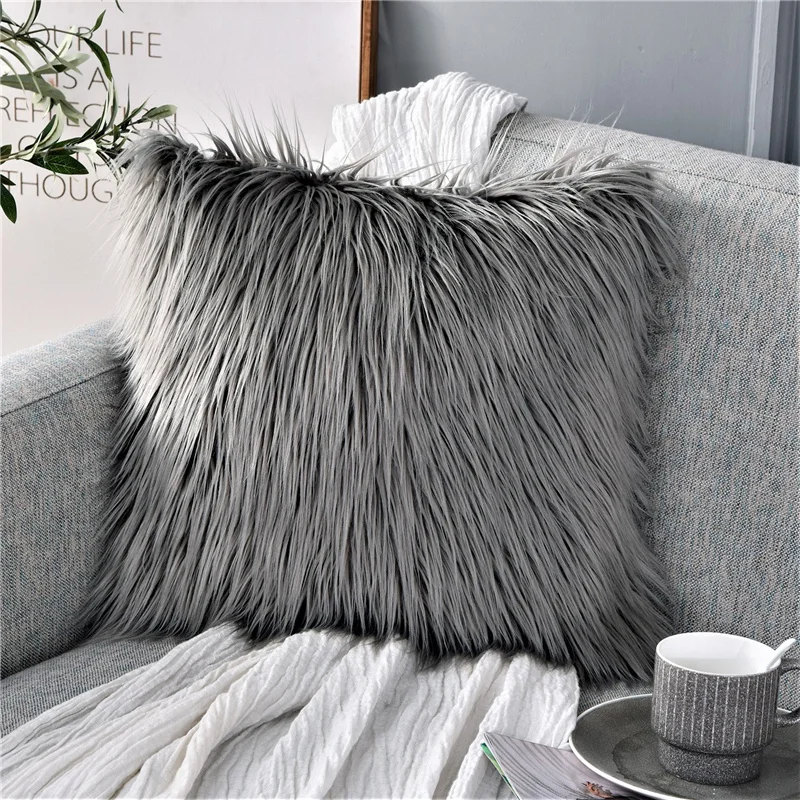 Custom Luxury Fur Pillow Cover Wholesale Throw Faux Fur Pillow Cushion Cover For Bedroom Sofa Fur Cushion Cover
