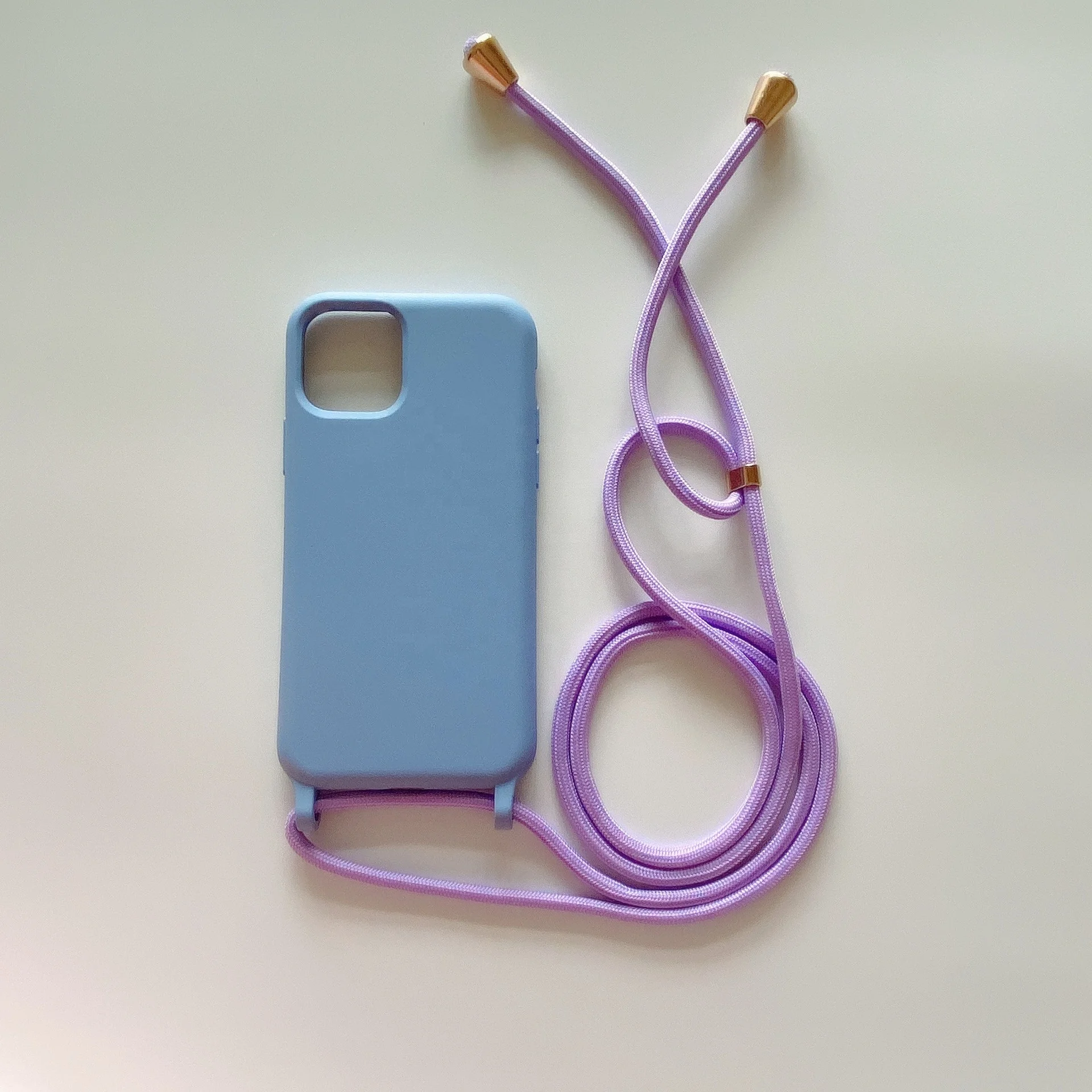 2022 shenzhen trendy latest High quality colored silicone Candy Phone Case with Adjustable cross body rope strap Lanyard