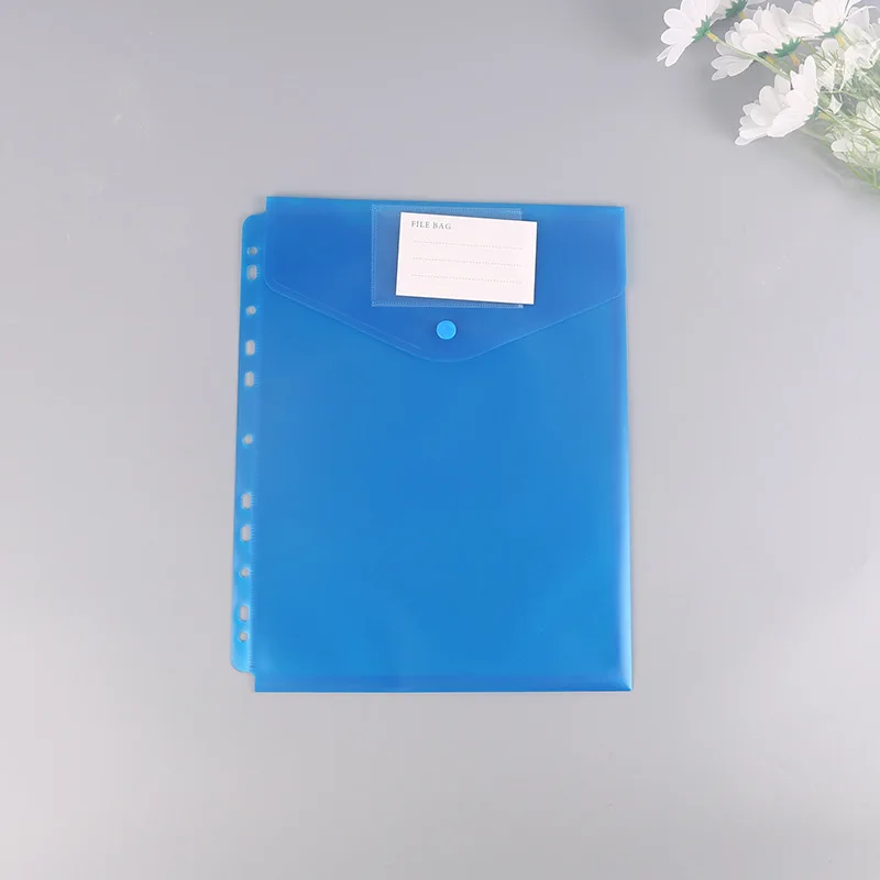 Transparent A4 11-Hole Snap Button Waterproof Document Bag PP Material Folder For Student Examinations Storage