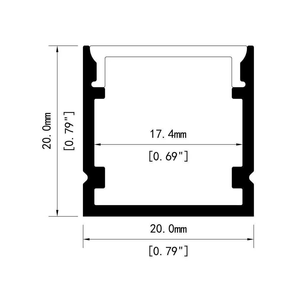 W20*H20mm Connectable Led Linear Light Aluminum Profile Customized Silver Color Led Channel For Led Strip Light
