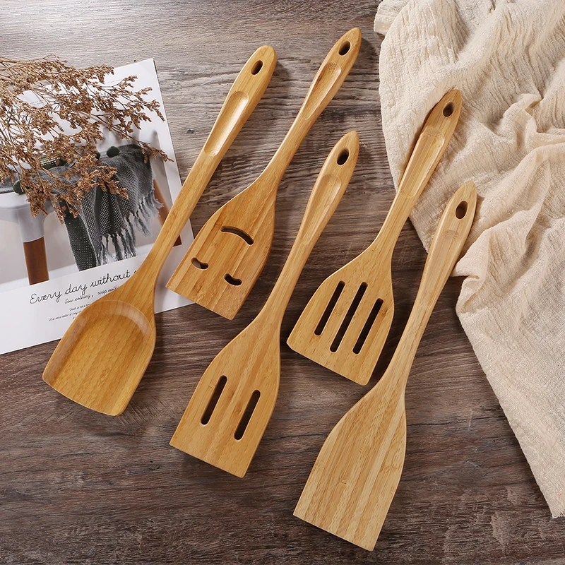 Wholesale Eco Friendly Essentials Wood Spatula Spoon Nonstick Kitchen Utensil Wooden Spoons for Cooking