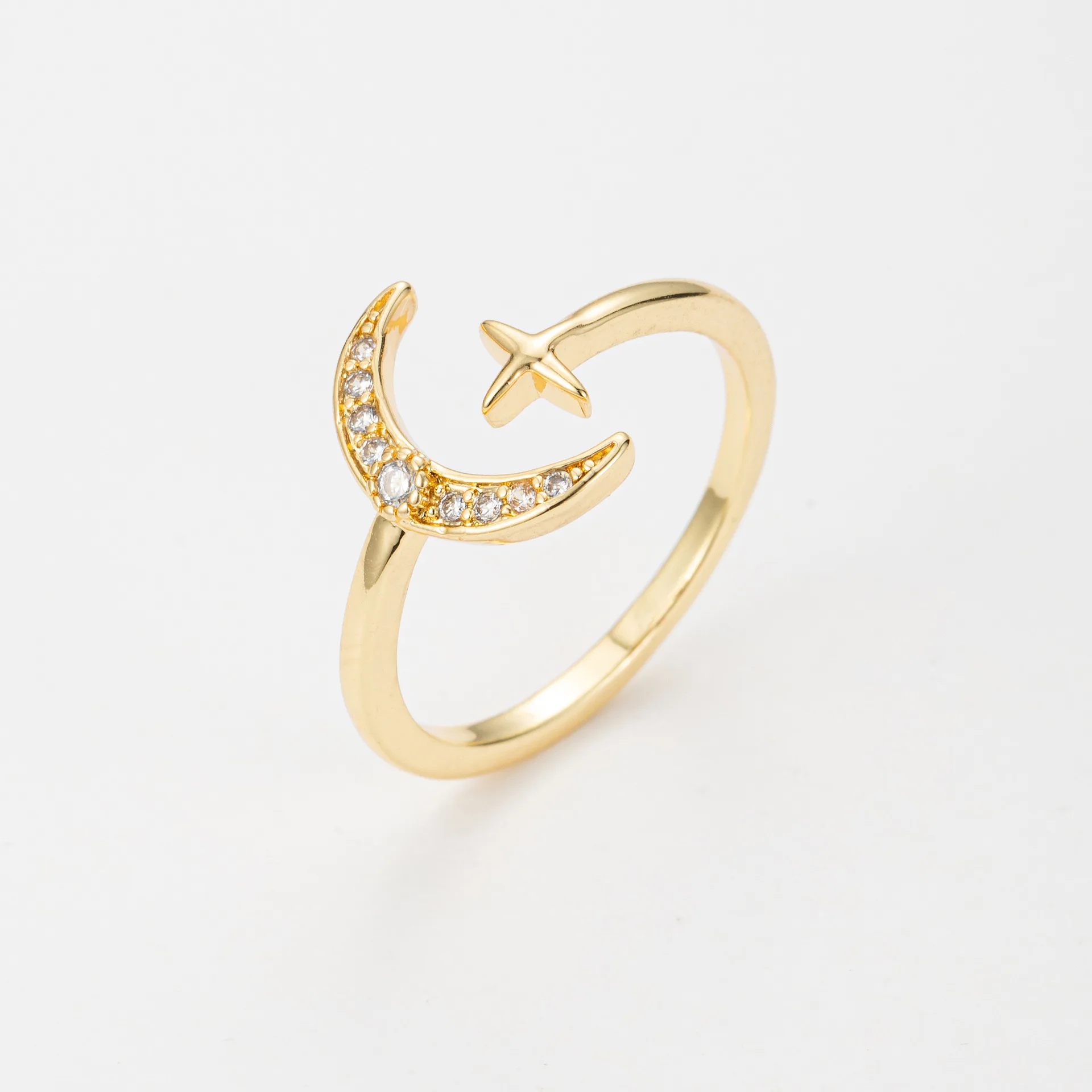 2024 Hot new zircon moon open ring niche design sense fashion senior sense ring women
