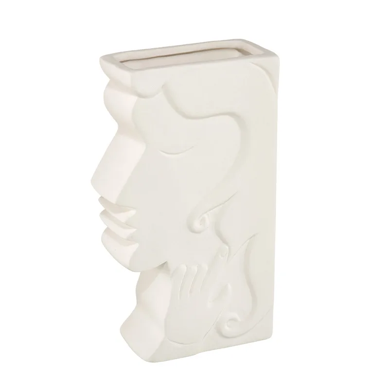 Nordic style creative face flower vase home decoration ceramic face vase