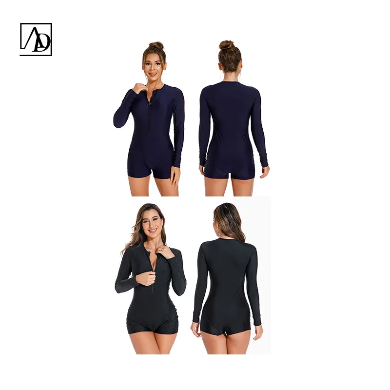 Aide Customized Colourful One Piece Swimsuit Female 2024 Long Sleeve Rash Guards  Swimwear for Women