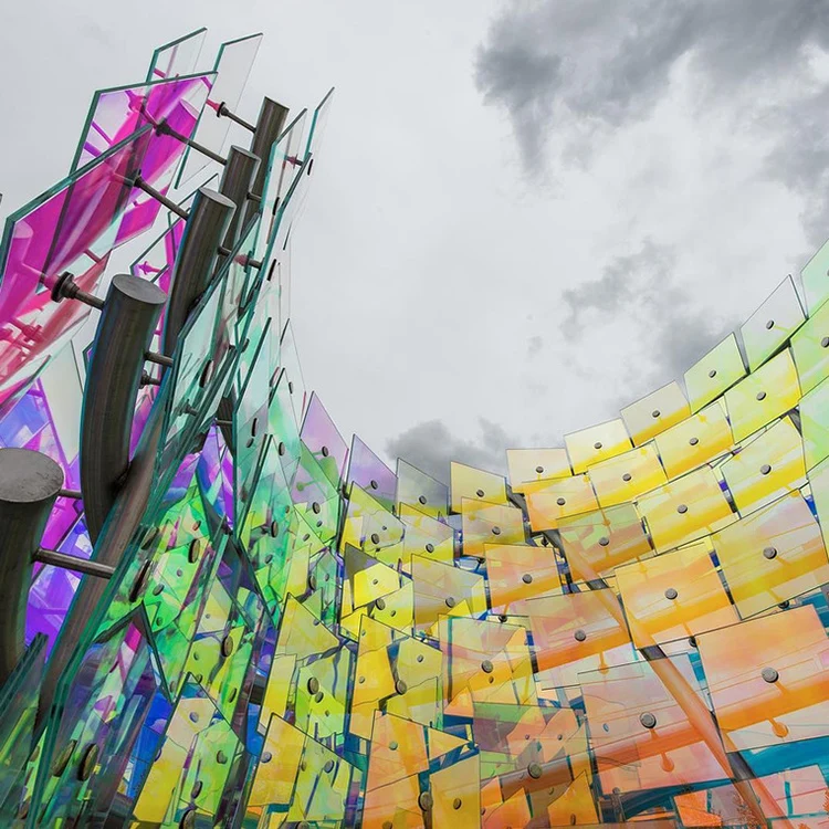 Decorative 6mm 8mm Dazzle Color Tempered Dichroic Glass