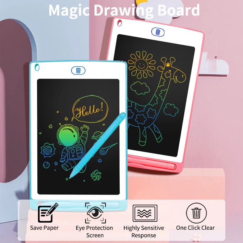 factory wholesale blue/pink memo pads electronic slate digital notebook tablet lcd writing tablet 8.5/10/12 inch