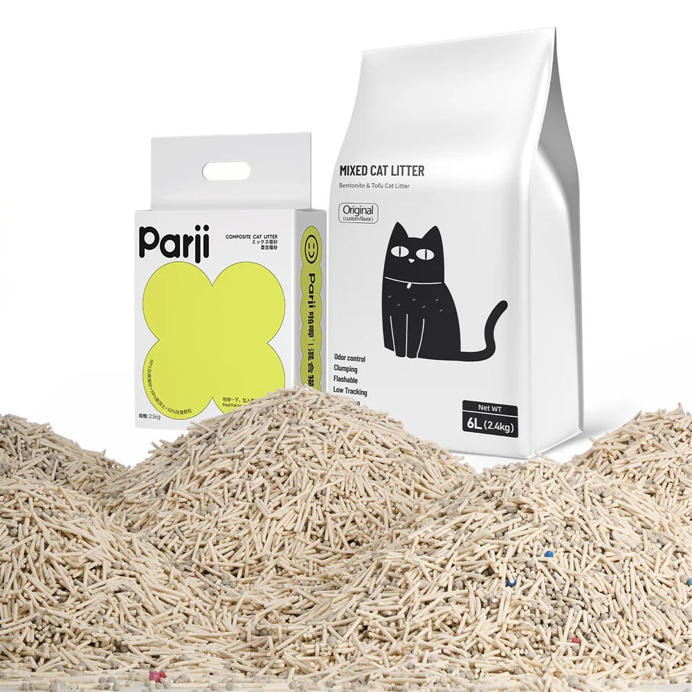 Cheap Easy To Scoop Low Tracking Mixed Tofu Bentonite Cat Litter For Multiple Cat Family