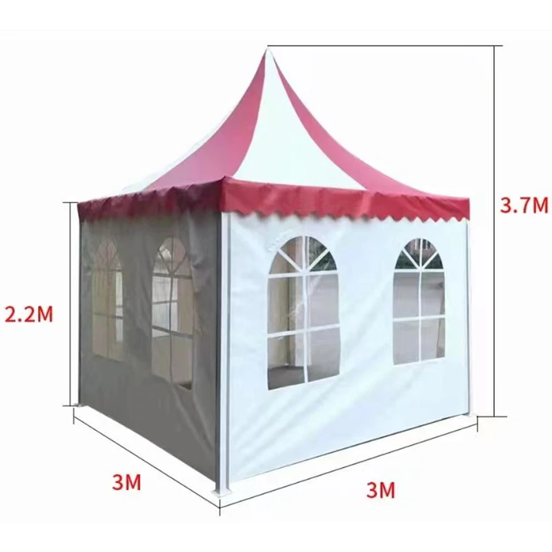 Glamping Водонепроницаемая уличная палатка для вечеринок сверхмощный навес беседки 3x3 алюминиевая с боками