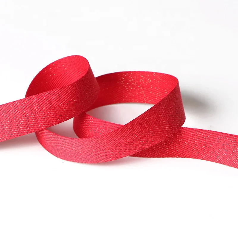 Gold glitter herringbone ribbon/twill ribbon/color glitter ribbon