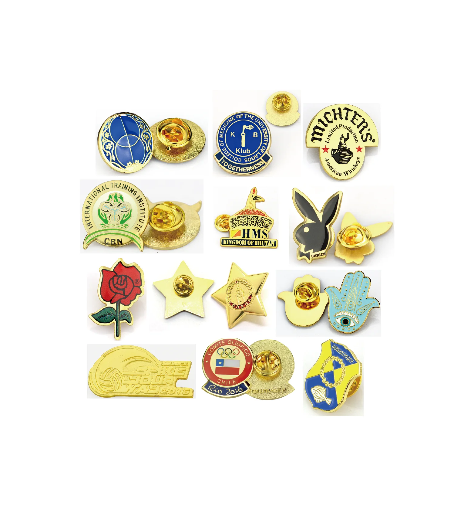China Strength Manufacturer Customized Shape Metal Uniform Gold Silver Plated Pin Badge