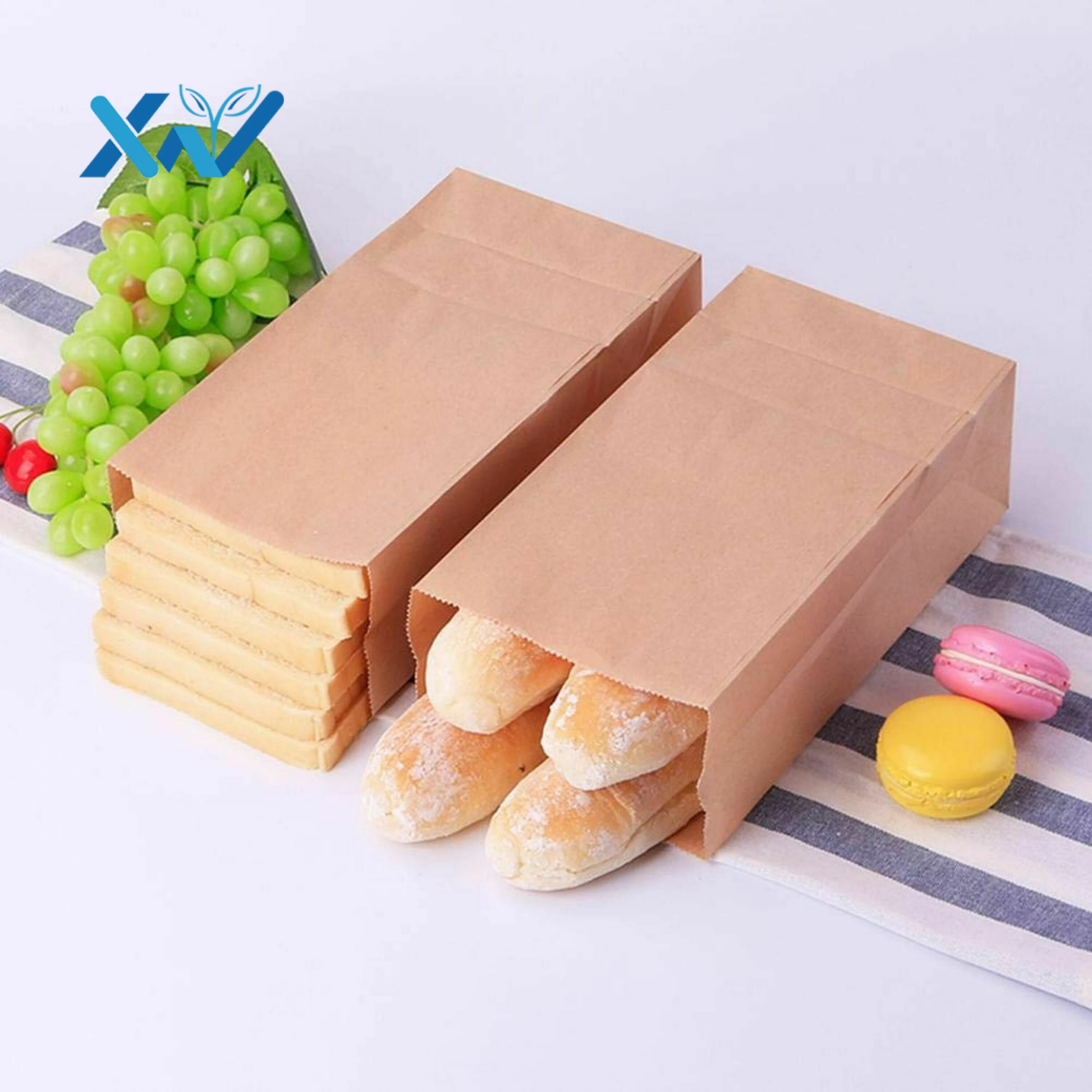 Wholesale Food Grade Custom Printed Logo Sandwich Hot Dog Packaging Brown White Kraft Paper Bag