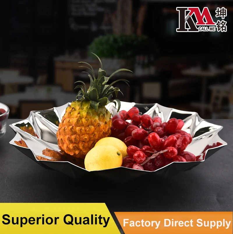 Special-interest Deco Mirror Polish Diamond Shape Stainless Steel Fruit Plate Living Dinning Room  Metal Fancy Plates