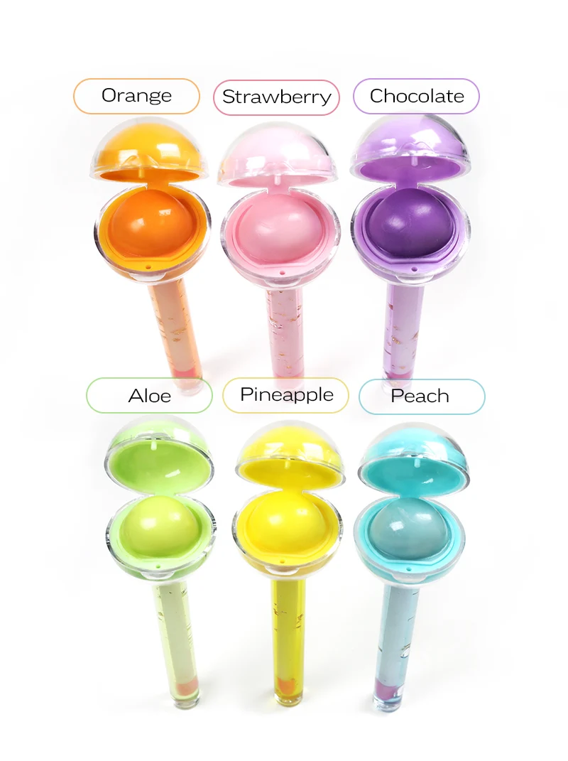 H108 New candy fruity peach alovera lipstick acid hyaluronuc lipgloss lip oil 2 in1 no logo kids lip gloss bulk for chlidern