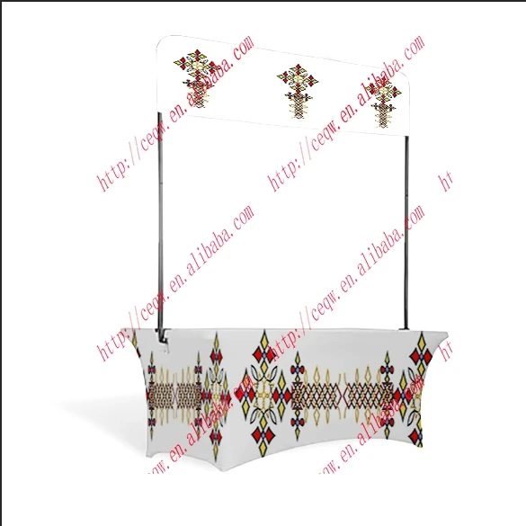 custom any logo Table Top Head Banner Frame Custom Trade Show Fitted Stretch Table Cover arch stand Adjustable table pole stand