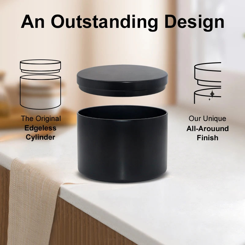 4oz 8oz 16oz tin cans for candles with lid Factory custom logo tin box matte black containers Metal Candle tins