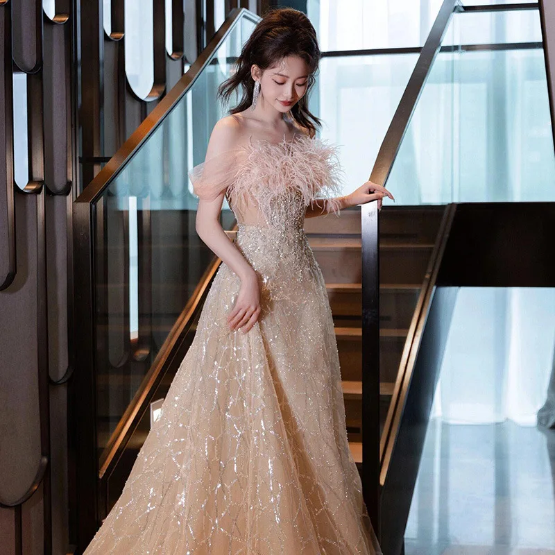 ZX-3060 Mermaid Silhouette Wedding Dress Classic Fashionable Temperament Banquet Evening Gown Chapel Chiffon