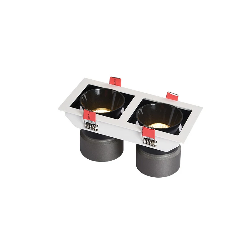 
Anti-glare Narrow side adjustable angle led spotlight Double-head square grille lamp embedded 7W 12W light without main lamp 