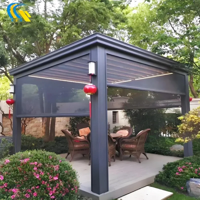 220 Model Aluminum Alloy Leisure Pavilion with Modern Energy-Saving Design for Outdoor Sun Shading and Rainproof Leisure Time