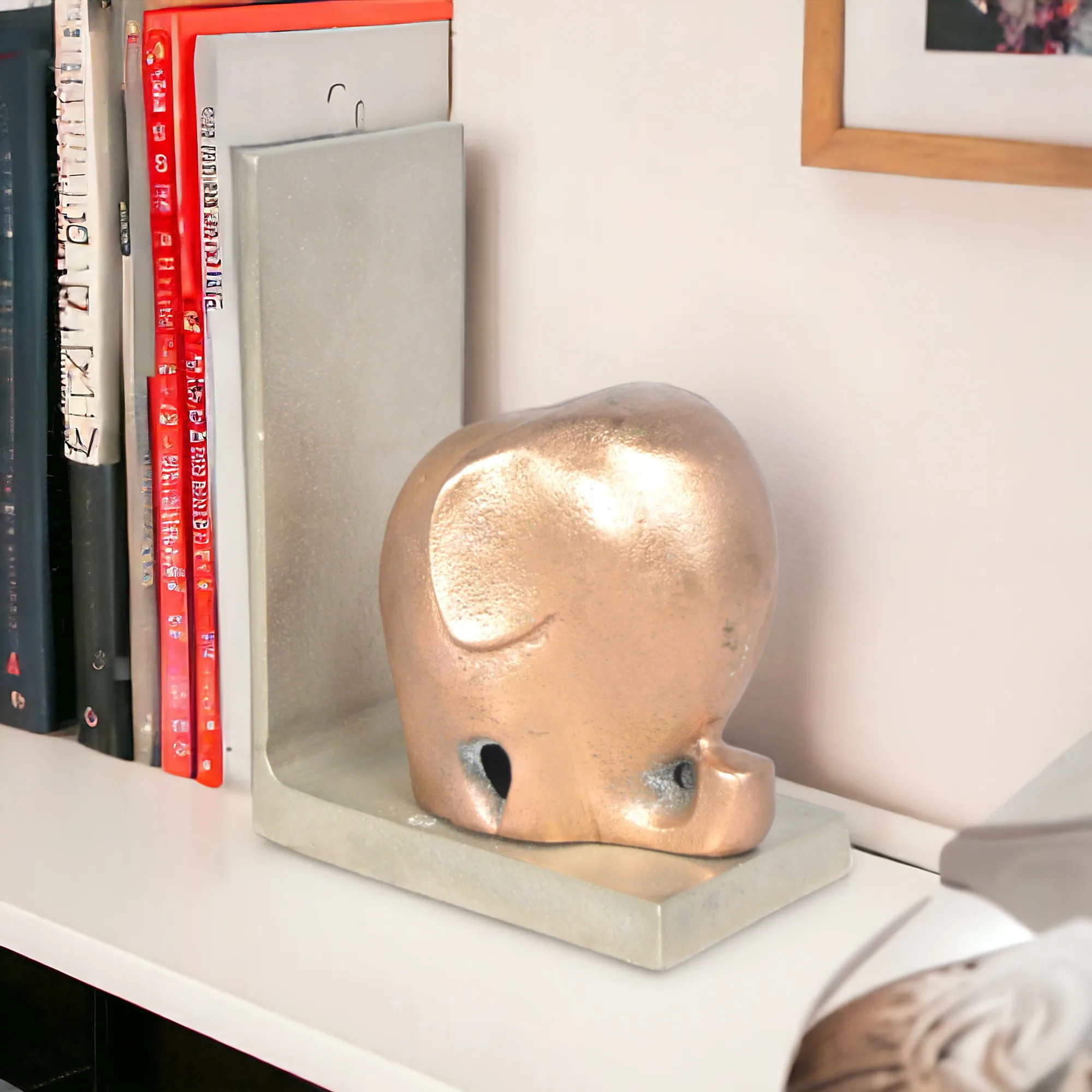 High Quality Custom Metal Aluminum Book Ends With Elephant Shape Home Office Library Decorative Book Stand Metal Bookends