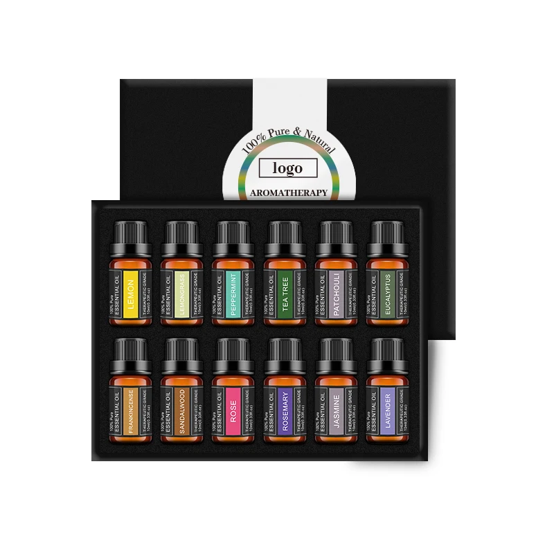 Manufacturers Stock Private Label Bulk Gift Set 10ml*12 Aromatherapy 100% Pure Natural Organic Essential Oil