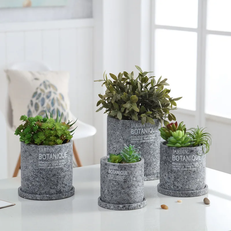 Wholesale New Design Nordic Hotel Decoration grey white Concrete Cement Stone Flower Pots