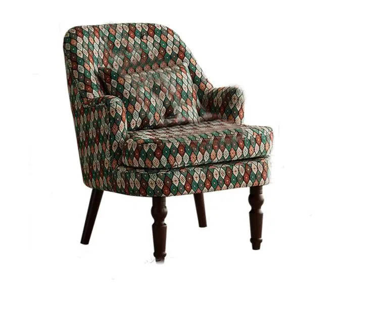 American retro light luxury simple living room and bedroom single casual solid wood with foot tiger chair