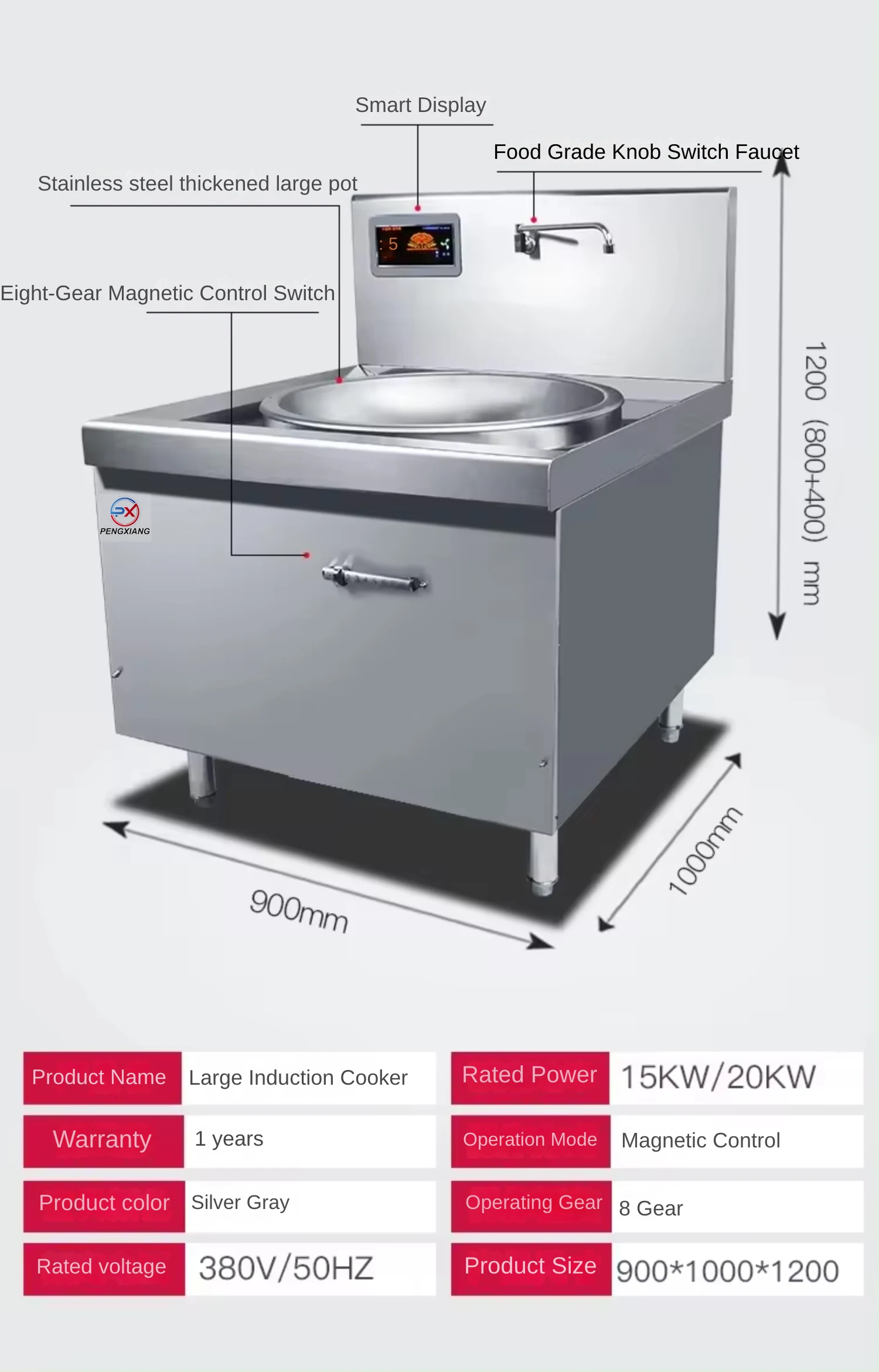 380V 15000W Freestanding Commercial Multifunction Electric Induction Large Wok Cooker Restaurants Industry Kitchen