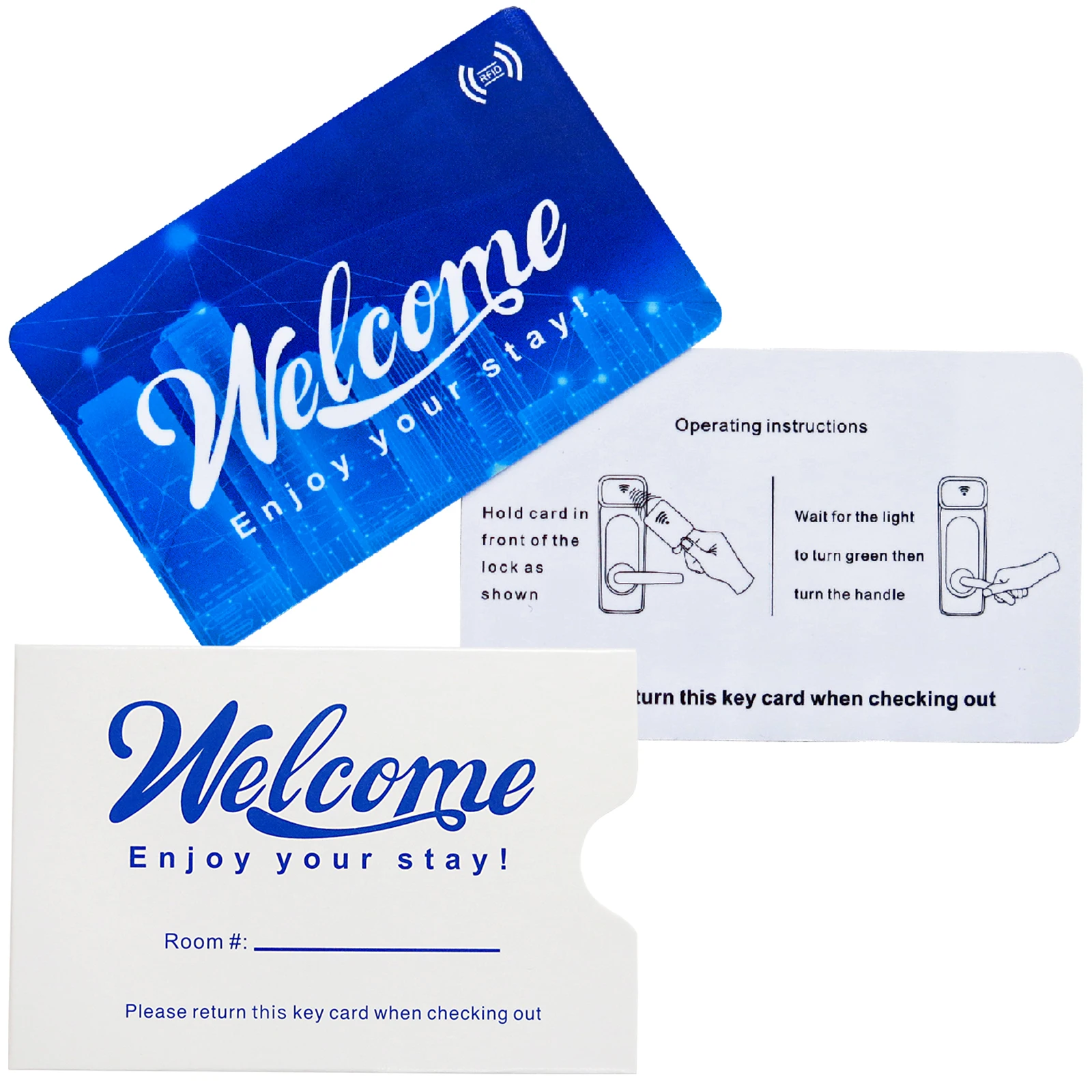Custom Hotel Motel RFID Contactless Key Card with Envelope Sleeve Compatible with SAFLOK, KABA, ONITY, Miwa, ILCO and SECURELOX