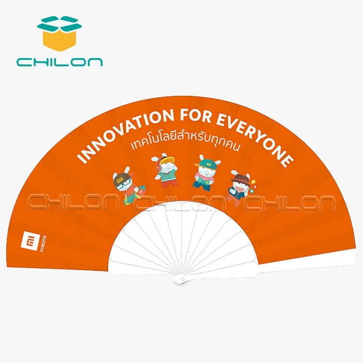 Custom printed plastic hand held folding fan cartoon hand fan for decoration