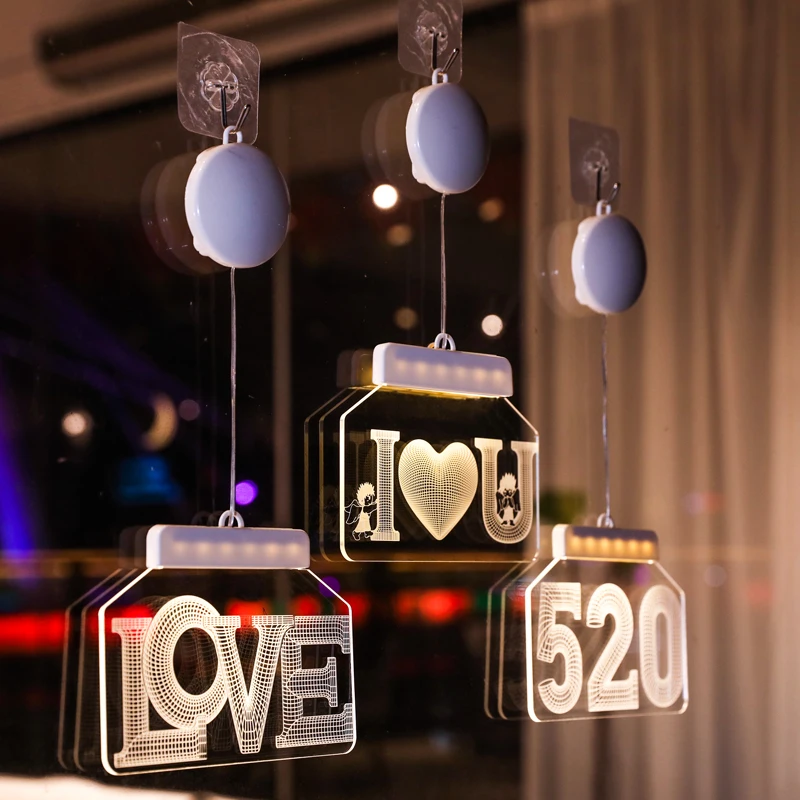 Creative 3D Hanging LED Valentines Day Valentine Decoration Lights Party Led Light
