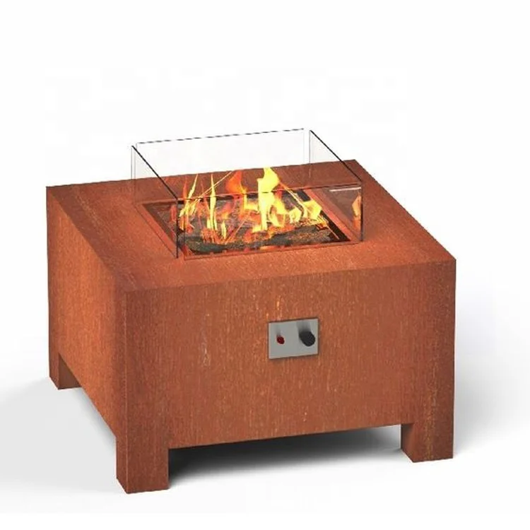 Outdoor Corten Steel Propane Gas Fire Pit Table