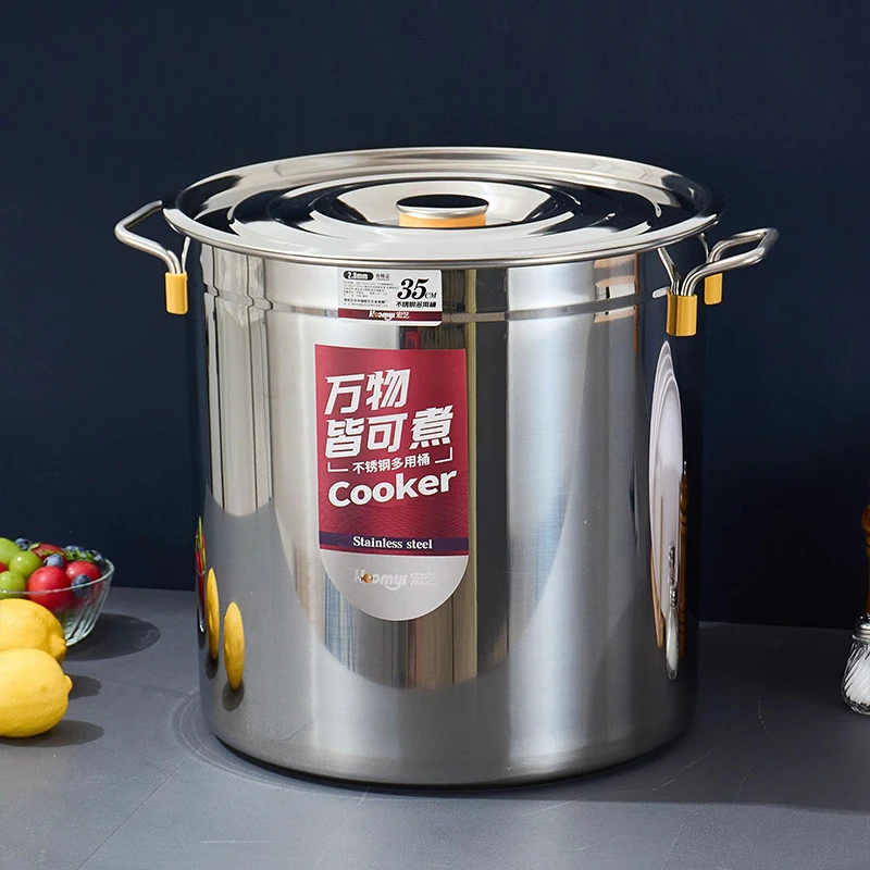 Hot Sale Stainless Steel Heavy Duty Cooking Pot Large Capacity Bouillon and Soup Pots Tall Cooking Pot Soup Bucket