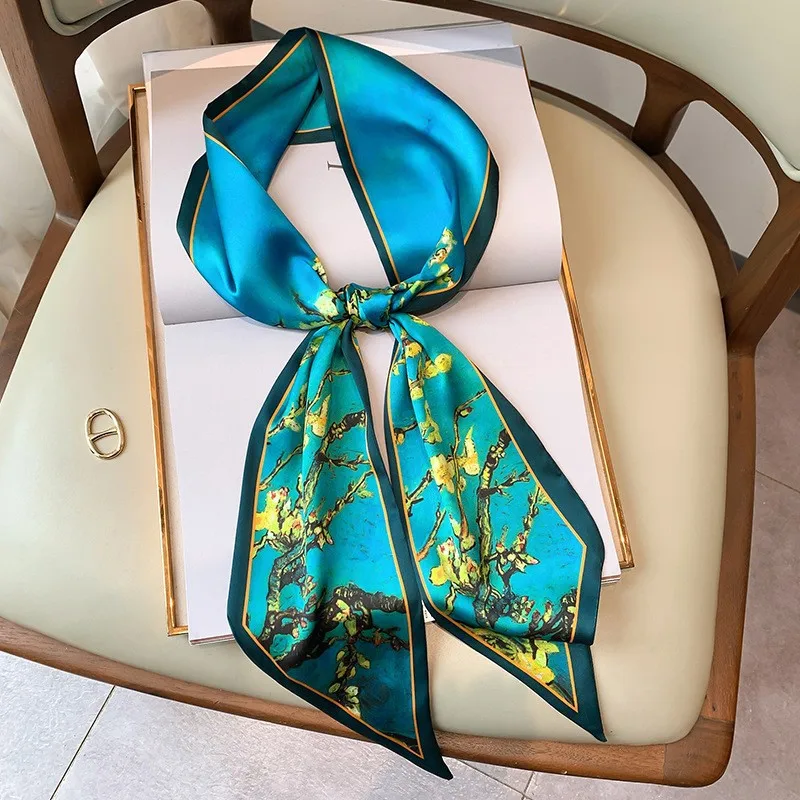 Scarf Supplier Retro Twill Silk Scarf Fashion Head Brand Decorative Head Tie Scarf