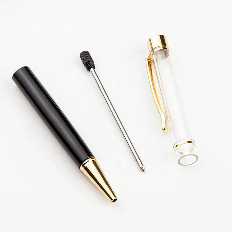 2020 new design pen glitter power shell crystal dry flower diamond filled diy 3D oil pen empty tube herbarium DIY pen blank